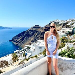 Blue and White Halter Dress
